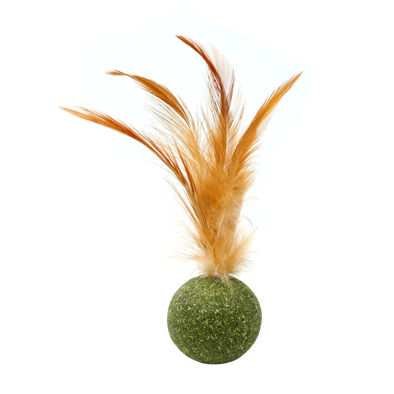 Natural Interactive Cat Toy, Catnip Feather Ball, Compressed Natural Cat Kicker With Feathers For Kitty