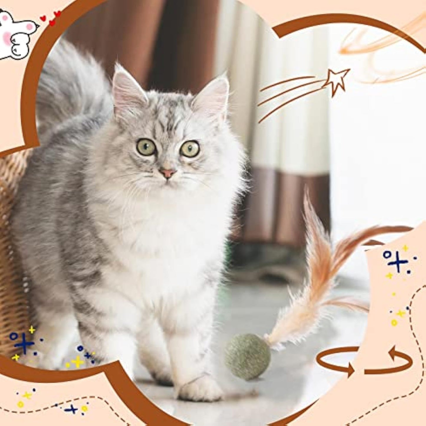 Natural Interactive Cat Toy, Catnip Feather Ball, Compressed Natural Cat Kicker With Feathers For Kitty